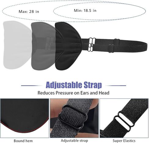 2 Double Sided Silk Blackout Eye Masks, Eye Sleeping Eye Masks, Reduce Eye Puffs, Adjustable Elastic Travel Lunch Masks Airline Eye Masks (Black and Grey) in Saudi Arabia