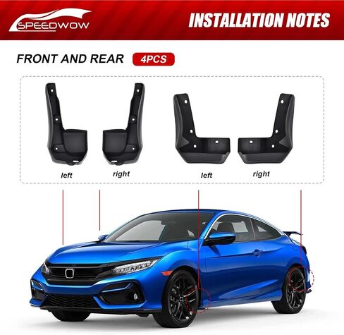 SPEEDWOW Mud Flaps,Fit for 2017-2019 Honda Civic Si (Only fit Si Model),Front and Rear 4Piece/Set（No Drilling Required） in Saudi Arabia