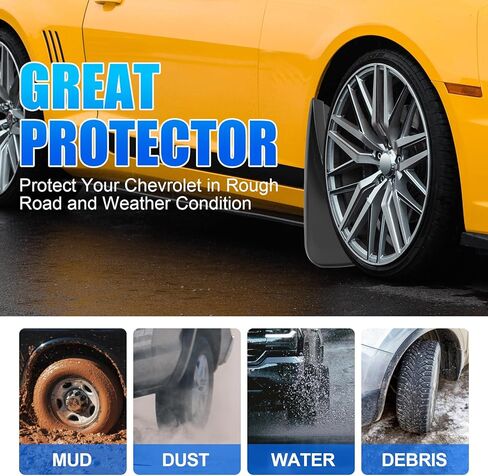 4 قطع من اللوحات الطينية لسيارة شيفروليه تشيفي سيلفرادو 1500، سيلفرادو 2500 HD 3500 HD 2014-2018، واقيات الطين وواقي الطين، لا تحتاج إلى حفر، متضمنة مسامير in Kuwait