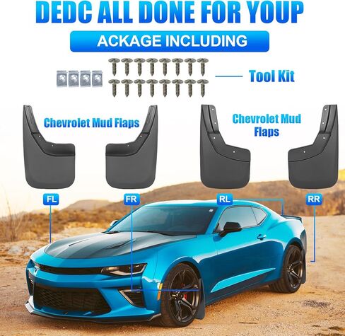 4 قطع من اللوحات الطينية لسيارة شيفروليه تشيفي سيلفرادو 1500، سيلفرادو 2500 HD 3500 HD 2014-2018، واقيات الطين وواقي الطين، لا تحتاج إلى حفر، متضمنة مسامير in Kuwait