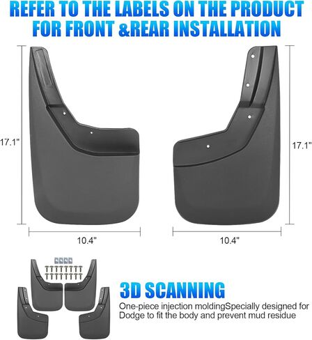 4 قطع من اللوحات الطينية لسيارة شيفروليه تشيفي سيلفرادو 1500، سيلفرادو 2500 HD 3500 HD 2014-2018، واقيات الطين وواقي الطين، لا تحتاج إلى حفر، متضمنة مسامير in Kuwait