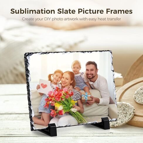 10 قطع من ألواح التسامي الفارغة، 7.9 بوصة × 5.9 بوصة، إطار صورة مستطيل لنقل الحرارة، ألواح حجرية صخرية، ألواح فارغة للتسامي لنقل الصور بالضغط الحراري، ألواح DIY مع حاملات العرض in Kuwait