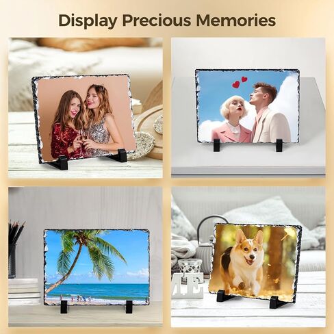 10 قطع من ألواح التسامي الفارغة، 7.9 بوصة × 5.9 بوصة، إطار صورة مستطيل لنقل الحرارة، ألواح حجرية صخرية، ألواح فارغة للتسامي لنقل الصور بالضغط الحراري، ألواح DIY مع حاملات العرض in Kuwait