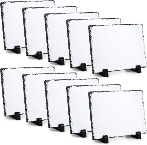 10 قطع من ألواح التسامي الفارغة، 7.9 بوصة × 5.9 بوصة، إطار صورة مستطيل لنقل الحرارة، ألواح حجرية صخرية، ألواح فارغة للتسامي لنقل الصور بالضغط الحراري، ألواح DIY مع حاملات العرض in Kuwait