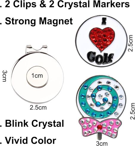 Crystal Golf Ball Markers Magnetic Hat Clips Set Golf Bag Accessories Gift for Women Lady Men Golfer in Saudi Arabia