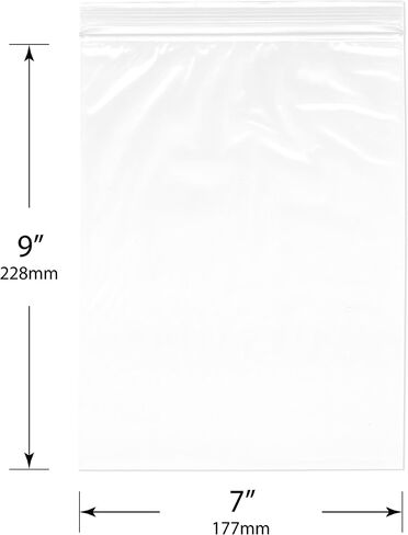 Plymor 7" x 9" (Pack of 100), 2 Mil Zipper Reclosable Plastic Bags in Saudi Arabia