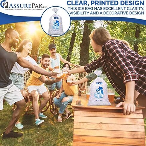 10LB Clear Plastic Ice Bags - 100 Bags per case - 11.5" x 22" Size - 1.45 mil thickness - Convenient Bulk Pack for Ice Storage and More in Kuwait