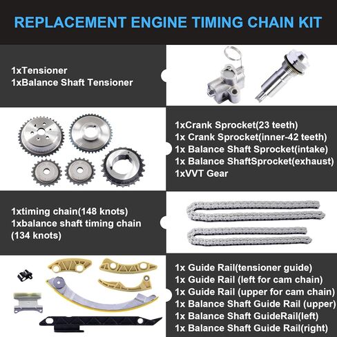 2.4 مجموعة سلسلة توقيت المحرك مع الموتر، دليل السكك الحديدية، ضرس كرنك ل 2.0L 2.2L 2.4L تشيفي بويك جي إم سي بونتياك ساب زحل لاكروس HHR ماليبو التضاريس 12680750 9-4201S in Kuwait