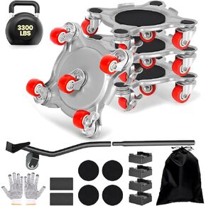 Upgrade Large Furniture Dolly, 3474 lbs Load Capacity-Furniture Lifter with 5 Wheels, Carbon Steel Panel Furniture Movers, Locking 360° Swivel Rubber Casters, Heavy Duty Furniture Sliders (6.9x6.5 in) in Saudi Arabia
