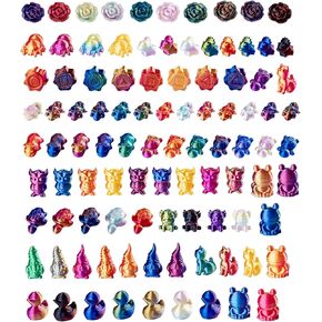 140 Pcs 3D Printed Mini Animals Set - Flowers, Owls, Puppies, Cats, Turtles, Spiders, Ducks, Spiders, Rats，2cm Figurines Gradient Colors, Safe Eco-friendly Material for Car，Home and Office Deco in Kuwait