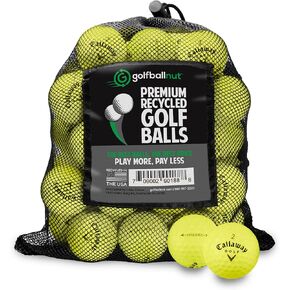 كرات الجولف المعاد تدويرها لـ Callaway Mix - كرات الجولف المستعملة Bulk 4A بالقرب من حالة النعناع - تشمل حقيبة شبكة - (24-48) ، أصفر in Kuwait