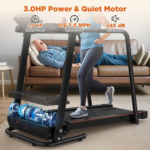 Walking Treadmill for Seniors with Extended Long Handrails for Balance & Safety, Foldable Recovery Fitness Exercise Machine for Home Use, 300 lbs Capacity, LCD Display, APP Control in Saudi Arabia