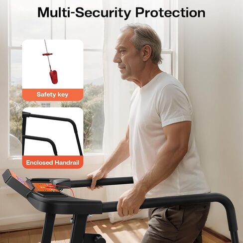 Walking Treadmill for Seniors with Extended Long Handrails for Balance & Safety, Foldable Recovery Fitness Exercise Machine for Home Use, 300 lbs Capacity, LCD Display, APP Control in Saudi Arabia