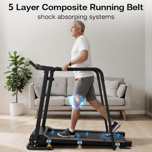 Walking Treadmill for Seniors with Extended Long Handrails for Balance & Safety, Foldable Recovery Fitness Exercise Machine for Home Use, 300 lbs Capacity, LCD Display, APP Control in Saudi Arabia