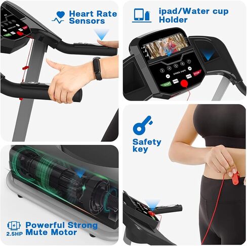 Treadmill with Incline for Home 265 lbs Weight Capacity, Foldable with 3 Levels Incline, 0.5-7.5mph, 2.5HP Quite Portable Treadmill for Home and Office Small Space, Black in Saudi Arabia