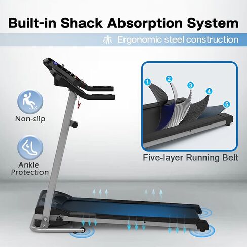 Treadmill with Incline for Home 265 lbs Weight Capacity, Foldable with 3 Levels Incline, 0.5-7.5mph, 2.5HP Quite Portable Treadmill for Home and Office Small Space, Black in Saudi Arabia