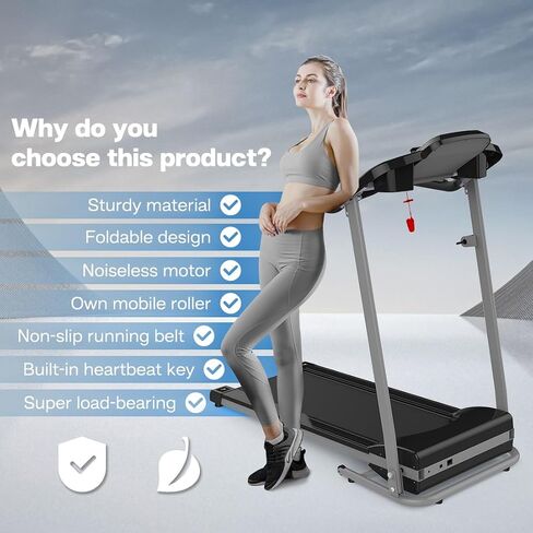 Treadmill with Incline for Home 265 lbs Weight Capacity, Foldable with 3 Levels Incline, 0.5-7.5mph, 2.5HP Quite Portable Treadmill for Home and Office Small Space, Black in Saudi Arabia