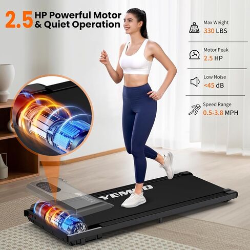 Walking Pad, Under Desk Treadmill for Home and Office, 330 Lbs Capacity, 3 in 1 Portable Treadmill with Remote Control, Classic Black in Saudi Arabia