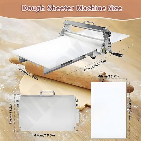 Adjustable Folding Dough Sheeter for Croissants, Pizza & Pasta - Manual Countertop Pastry Roller with Non-Stick PE Panel, 0-25mm Thickness, 40×90cm Size in Saudi Arabia