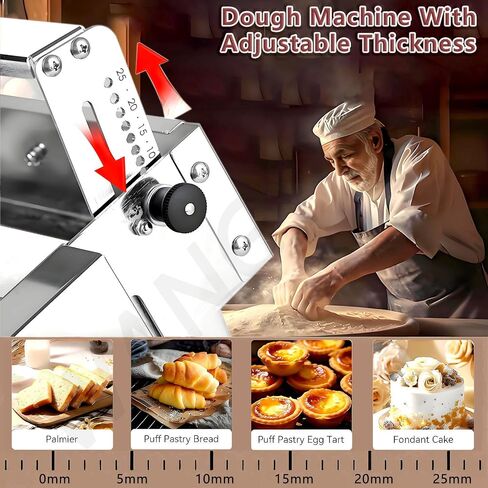Adjustable Folding Dough Sheeter for Croissants, Pizza & Pasta - Manual Countertop Pastry Roller with Non-Stick PE Panel, 0-25mm Thickness, 40×90cm Size in Saudi Arabia