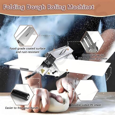 Adjustable Folding Dough Sheeter for Croissants, Pizza & Pasta - Manual Countertop Pastry Roller with Non-Stick PE Panel, 0-25mm Thickness, 40×90cm Size in Saudi Arabia