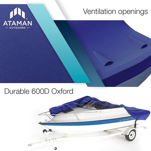 Trailerable Boat Cover - 17’-19’ 600D Marine Grade Polyester Canvas Bass Boat Cover for V-Hull, Tri-Hull, Runabout Boat - Waterproof Boat Covers 17-19ft (Up to 96" Wide) - Pacific Blue in Saudi Arabia