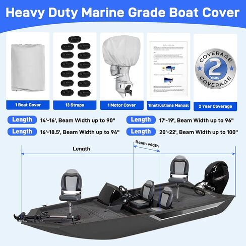 Trailerable Boat Cover 20-22ft with Outboard Motor Cover, 600D Fade Resistant Marine Canvas Waterproof Boat Covers for 20 feet 21ft 22' Foot V-Hull Bass Boat Tri-Hull Runabout Boat, Black in Saudi Arabia
