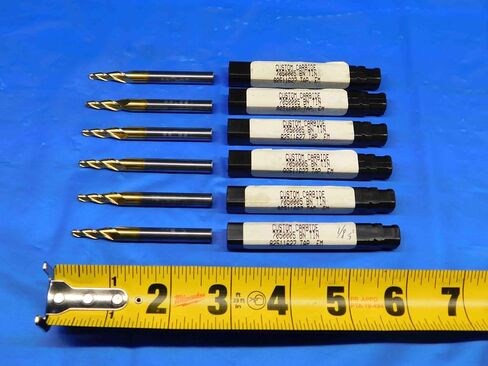 M & J Tooling LLC 6 PCS 5 درجة 1/8-1/4 O.D. 3/4 LOC 2.54 OAL TIN TIPRED CARBIDE END MILL - BR3642BR3 in Saudi Arabia