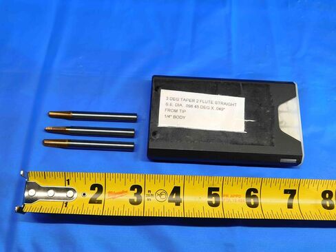 3 PCS .098 × 1/4 OD altin carbide end Mill 1/4 Shank 45 Deg x .049 " - BR3559BR3 in Saudi Arabia