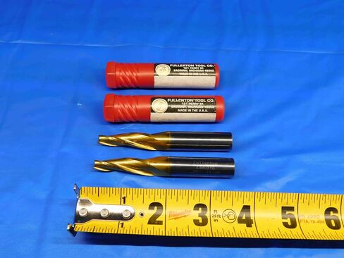 M & J Tooling LLC 2 PCS Fullerton 1/4-1/2 O.D. TIN Tapered Carbide END Mill 1/2 Shank 2390116 - BR3614BR3 in Saudi Arabia
