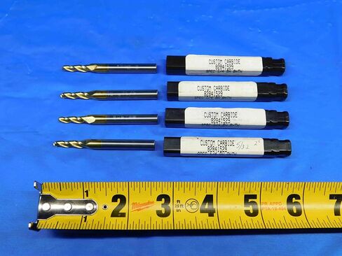 M & J Tooling LLC 4 PCS 2 Degree 5/32-1/4 O.D. 3/4 LOC 2.535 OAL TIN Tapered Carbide END Mill - BR3646BR3 in Kuwait