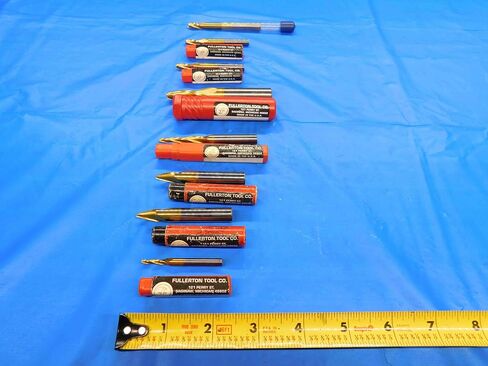 M & J Tooling LLC LOT of 8 Fullerton Carbide TIN Tapered END Mills Various Sizes UP to 1/4"" - BT2585AR3 in Saudi Arabia