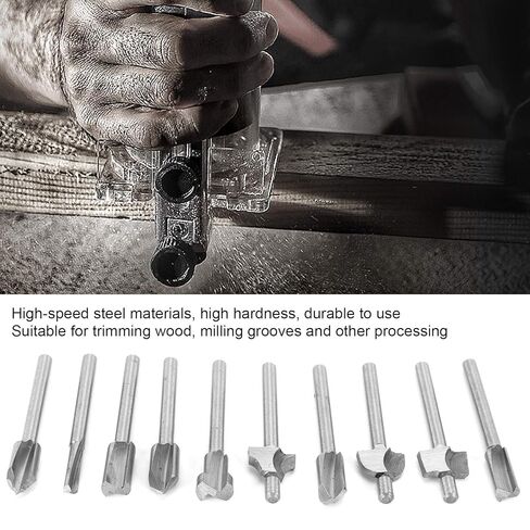 مجموعة قاطع الطحن 10pcs ، بتات النقش عالية السرعة ذات السرعة العالية ، أجهزة التوجيه بتات دوارة البتات المستقيمة in Kuwait