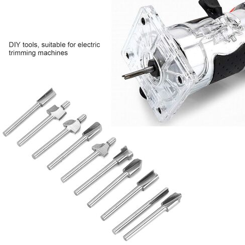 مجموعة قاطع الطحن 10pcs ، بتات النقش عالية السرعة ذات السرعة العالية ، أجهزة التوجيه بتات دوارة البتات المستقيمة in Kuwait