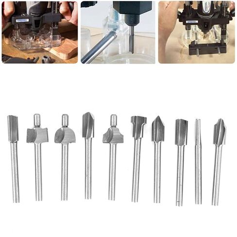 مجموعة قاطع الطحن 10pcs ، بتات النقش عالية السرعة ذات السرعة العالية ، أجهزة التوجيه بتات دوارة البتات المستقيمة in Kuwait