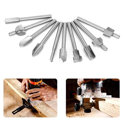 مجموعة قاطع الطحن 10pcs ، بتات النقش عالية السرعة ذات السرعة العالية ، أجهزة التوجيه بتات دوارة البتات المستقيمة in Kuwait