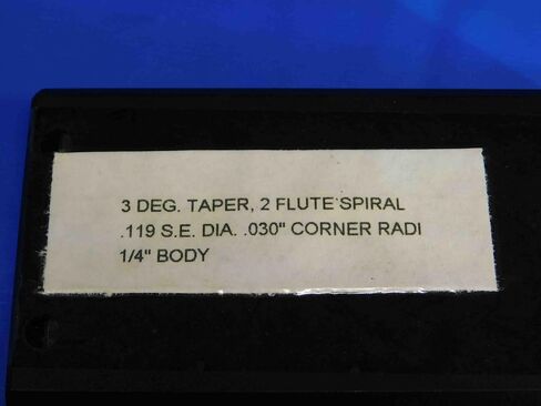 M & J Tooling LLC 3PCS .119 X .155 OD مدبب Carbide End Mill 1/4 Shank 2fl 3 Deg .030 Corner Rad - BR3558BR3 in Saudi Arabia