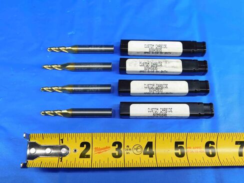 M & J Tooling LLC 4PCS New 3 Degree 5/32-5/16 O.D. 3/4 LOC TiN Coated Tapered Carbide END Mill - BR3632BR3 in Saudi Arabia