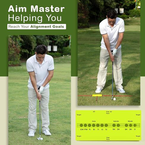 Golf Swing Training Aid - Durable Alignment Stick Golf Training Aid with Lanyard, Golf Swing Trainer with Ball Positioning, Rotational & Striking Drills in Saudi Arabia