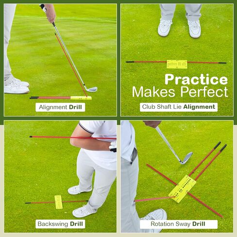 Golf Swing Training Aid - Durable Alignment Stick Golf Training Aid with Lanyard, Golf Swing Trainer with Ball Positioning, Rotational & Striking Drills in Saudi Arabia