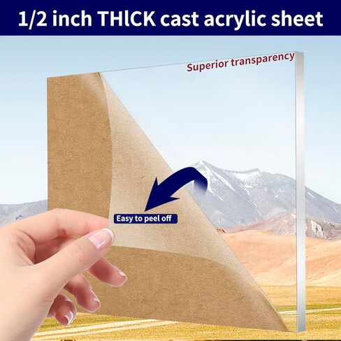 ورقة أكريليك 1/2 بوصة (13 ملم) ، alccifi 12 "× 12" ورقة شبكي ملصق واضحة لمشاريع DIY ، العرض ، أعلى الطاولة ، سهلة القطع والليزر in Saudi Arabia