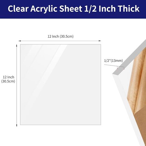 ورقة أكريليك 1/2 بوصة (13 ملم) ، alccifi 12 "× 12" ورقة شبكي ملصق واضحة لمشاريع DIY ، العرض ، أعلى الطاولة ، سهلة القطع والليزر in Saudi Arabia