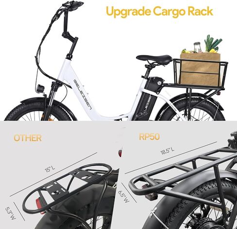 دراجة كهربائية للبالغين ، RP50 1000W Peak Ebike ، تصل إلى 65 ميلًا ، و 20 '' × 3.0 دراجة كهربائية في الإطارات البالغة 20 ' in Saudi Arabia