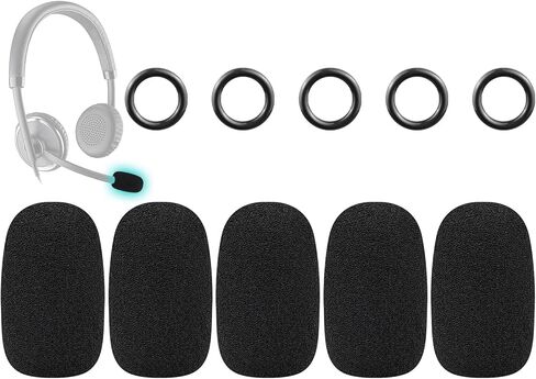 SOULWIT 5Pcs Protective Microphone Foam Cover Pop Filter for Plantronics Audio/Blackwire/E-ncorepro/Rig/Voyager Series Headphones, Mic Cover WindScreen for Poly CS540/CS520/HW510/HW520 Headset - Black in Saudi Arabia