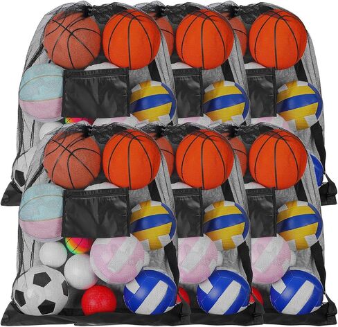 COBEE 6 Pack Extra Sports Ball Facs ، 30 "× 40" حقيبة ظهر شبكية مع حقيبة كرة تدريب على الكتف القابلة للتعديل لكرة السلة لكرة القدم لكرة القدم. in Saudi Arabia