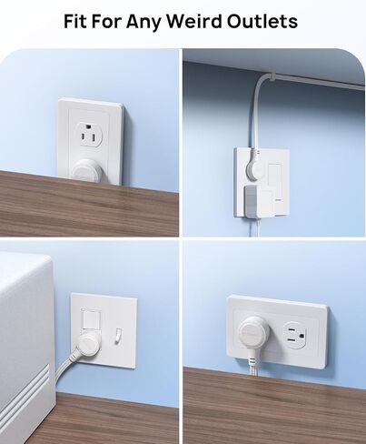 TROND Flat Extension Cord 6ft with 360° Rotating Plug, Low Profile Small Power Strip, 3 Prong Grounded Outlets Cube, 13A, SPT 16/3 Gauge Cable, for Indoor Home Office Cruise Travel Essentials, White in Kuwait