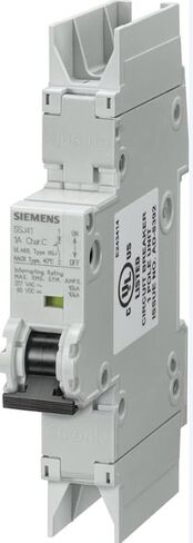 Siemens 5SJ41117HG42 Miniature Circuit Breaker, UL 489 Rated, 1 Pole Breaker, 5 Ampere Maximum, Tripping Characteristic C, DIN Rail Mounted, Type NSJ, 277 VAC, 60 VDC in Saudi Arabia
