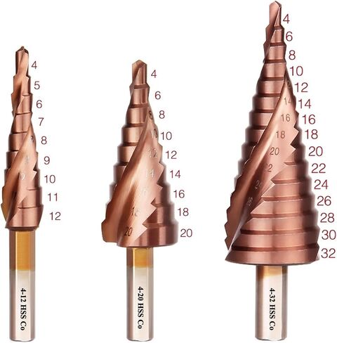 M35 Cobalt Step Drill 4-12/4-20/4-32mm High Speed ​​Steel Drill Bits Triangle Triangle Shank for Stainly Steel 1PCs (4-12 20 32mm (3pcs)) in Saudi Arabia