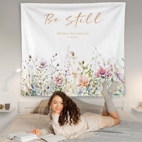 Wnagt Western Christian Tapestry Wall Hanging ، ديكور الجدار الديني ، مزامير 73:26 BIBLE VERSE CHRISTION WALLING BLANEET DICT لغرفة صلاة غرفة المعيشة ، غرفة نوم 50 × 60 بوصة in Kuwait