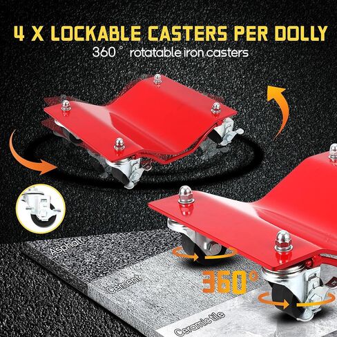 مجموعة Car dolly من 4-10000 رطل دمى عجلة الثقيلة للسيارات المتحركة والشاحنات وسيارات الدفع الرباعي - 2.5 بوصة العذراء مع الإطار الصلب المقوى وتصميم مضاد للانزلاق - المرآب ، محرك مركبة متجر السيارات in Kuwait